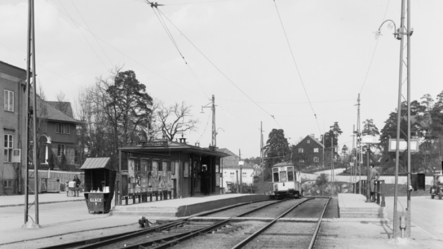 Alleparkens spårvagnshållplats 1931
